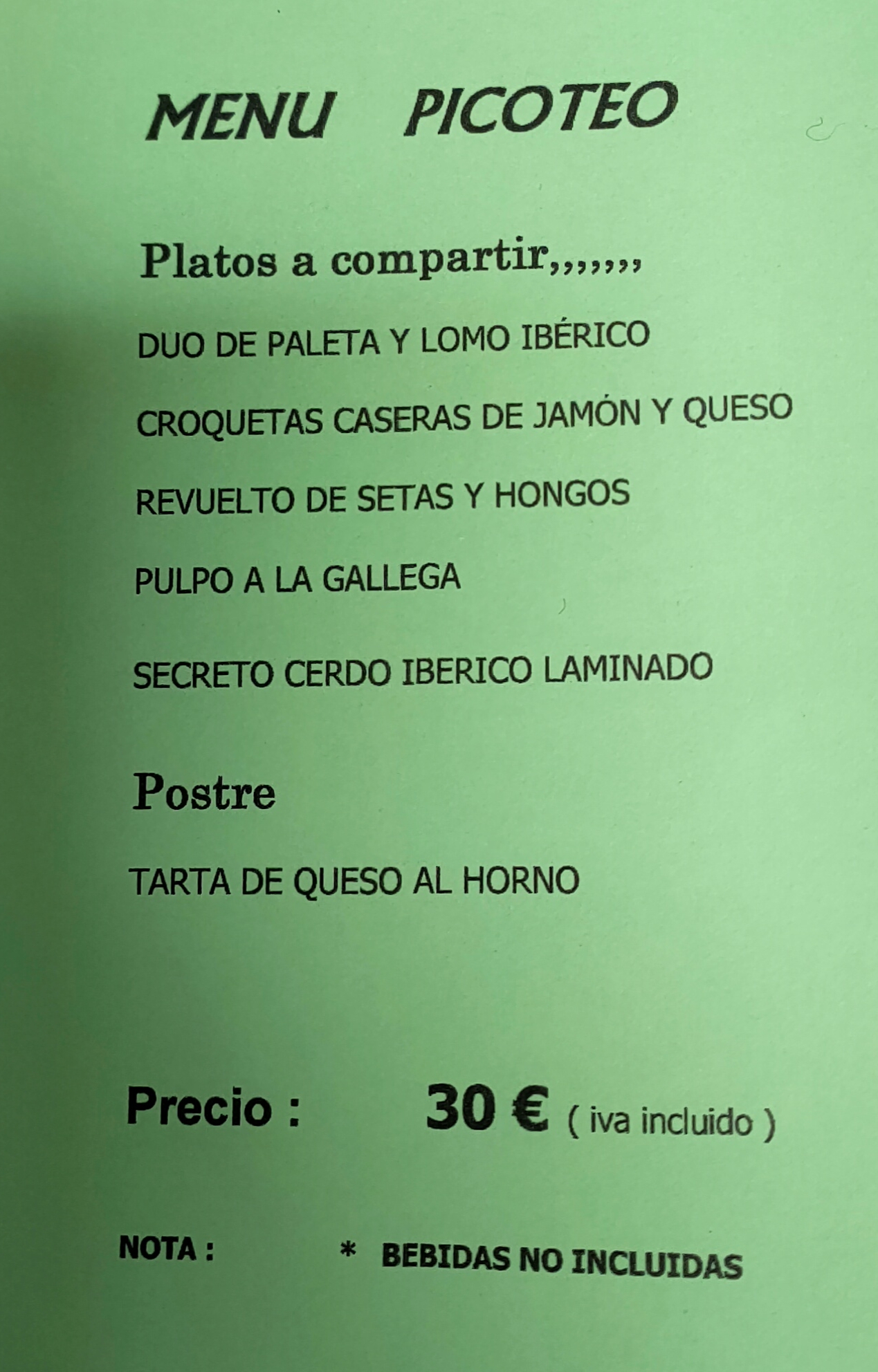 Menú PICOTEO